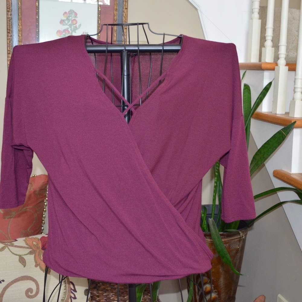 Express Burgundy CrissCross Top Size Small